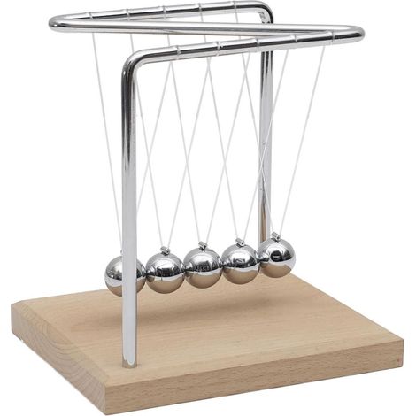 Pendule newton métallique avec 5 boules argentées (H15 cm) (1/5)