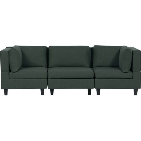 Sofá modular moderno 3 plazas tapizado tela poliéster respaldo acolchado verde oscuro Unstad