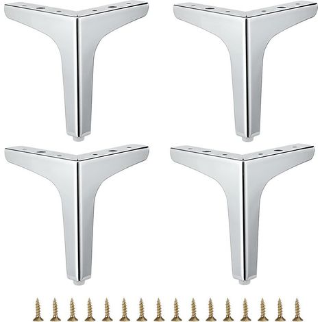Lot de 4 pieds de meubles en métal – Pieds de meubles modernes pour canapé, chaise, table, armoire, bricolage, pieds de meubles d'angle de rechange robustes pour commode, armoire, lit (1/5)