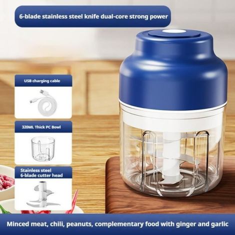 Hachoir à légumes électrique,hachoir à viande,cuisine,aide pour les enfants,centre commercial,robot culinaire- Dark Blue 320ml-1PC