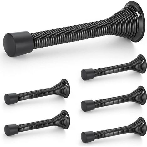 Türstopper, 6er-Set, schwarz, federbelastet, mit Gummipuffer, für die Unterseite der Tür