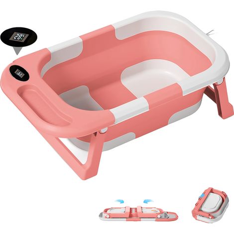 Bañera para bebé, diseño plegable, antideslizante, color rosa. (1/2)