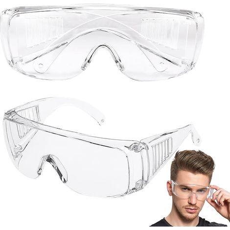 Juego de 2 gafas de seguridad para el trabajo, antivaho e irrompibles, conformes con las normas ANSI Z87.1 y EN 166, resistentes a los rayos UV, gafas protectoras para usuarios de gafas, resistentes a (1/5)