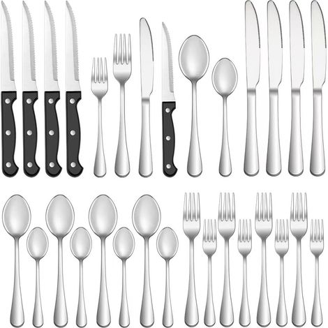 Ensemble de couverts 24 pièces — couverts — acier inoxydable — argent (1/5)