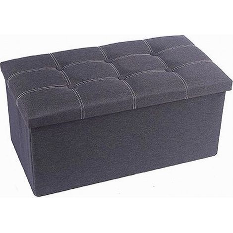 TRADE SHOP - Pouff Puff Pouf Contenitore Imbottito Portaoggetti Seduta Grigio 76x38x35cm 79426 -
