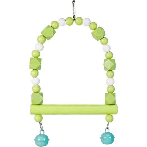 Jouet pour oiseaux perroquets échelle en bois avec clip de suspension pont en bois marches escaliers-Green