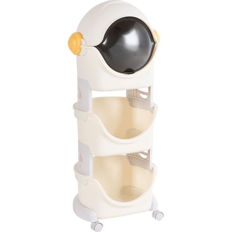 Toy Storage Oragnizer Light Beige Synthetic Material Kids' Plastic Cabinet Astronaut BAWLEY (1/5)