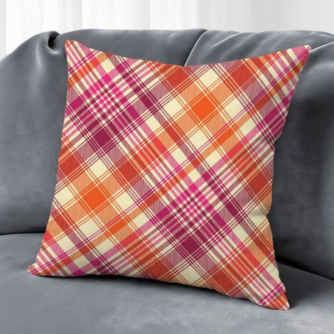 Housse de coussin imprimé carreaux, décoration canapé intérieur,50×50cm (1/5)