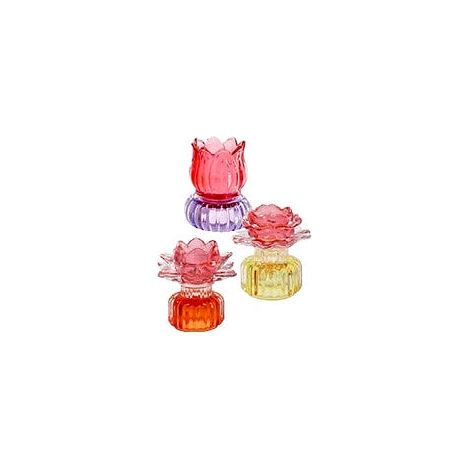 Regalo Italiano Portacandela T-Light in Vetro D 9,5 Cm H 10 Cm – 3 Modelli Assortiti Ideale Bomboniera 1 Pz