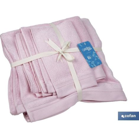 Set 3 asciugamani della linea “Flor” 580/mg² di diverse misure realizzati in cotone 100% rosa (1/4)