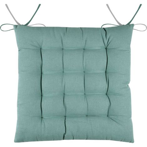 Coussin de chaise bicolore réversible en coton jade et perle