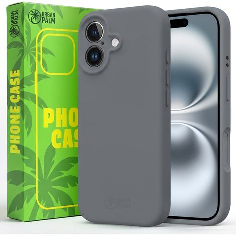Funda UrbanPalm para iPhone 16, de silicona, compatible con MagSafe, color gris granito. (1/5)