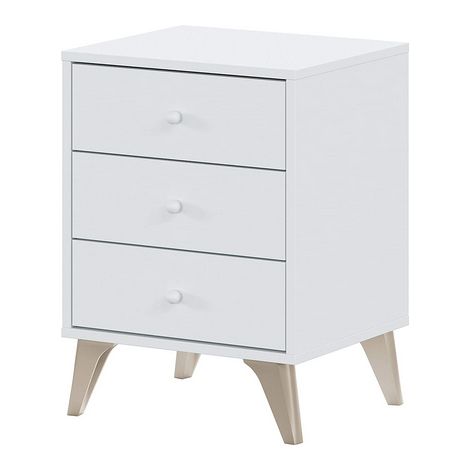 Comodino 3 cassetti truciolato bianco 56x40x33,5cm (1/5)