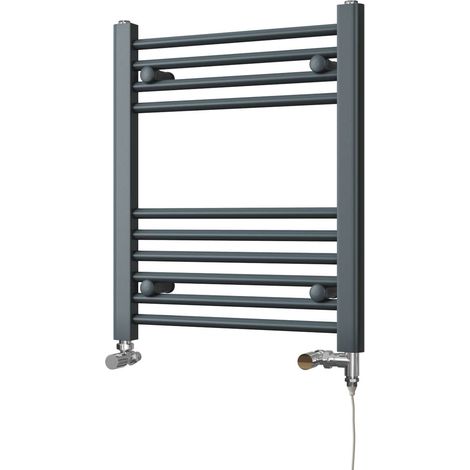 Zennor - Anthracite Dual Fuel Towel Rail H600mm x W500mm Standard - Straight (1/3)