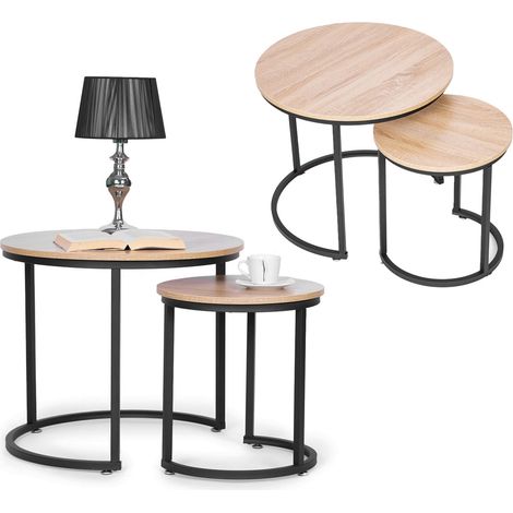 Juego de 2 mesas de centro redondas diseno loft
