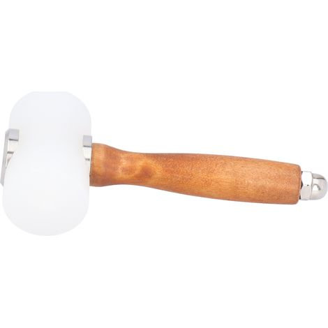 Marteau à sculpter le cuir en nylon, outil de maroquinerie fait main avec manche en bois (poignée jaune, double tête) (1/5)