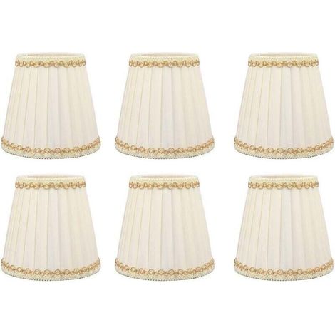 6-teiliges Set kleiner Lampenschirme, moderner Stil, mit aufsteckbaren Stofflampenschirmen, Kronleuchter-Lampenschirme für Wand- oder Tischlampen - Crezuo
