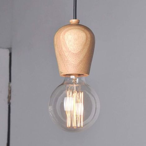 E27 Créatif Suspensions Luminaires Industrielle Bois Plafonnier Moderne Luminaire Lumiere Contemporain Suspensions Plafonniers Luminaire (Type B) (1/5)
