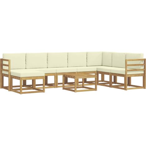 Set di divani da esterno con cuscino 9 pcs Bianco e Crema vidaXL (1/5)