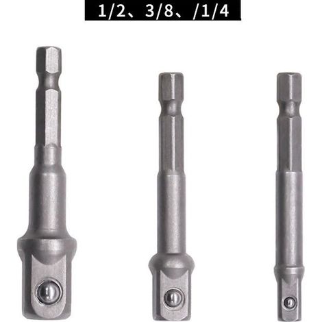 3 adaptateurs porte-douilles, pour embouts de tournevis et perceuses, compatibles 1/4, 3/8 et 1/2 pouce, usage professionnel (1/5)