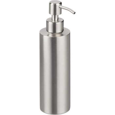 Dispensador de jabón recargable, 320 ml, plateado, para baño y cocina, con bomba, acero inoxidable - Crezuo (1/3)