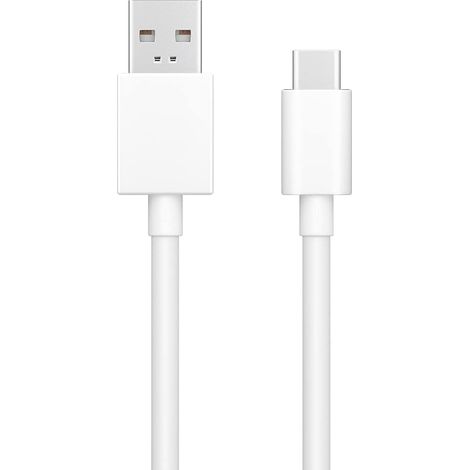Câble de Charge VOOC et SuperVOOC USB A/USB C, Câble Chargeur Téléphone Portable, Longueur 1m, Vitesse de Chargement et Synchronisation Rapides, Design Compact, Blanc (1/5)