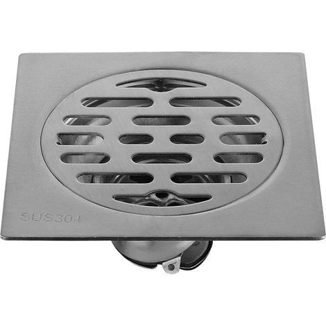 Grille d'évacuation carrée en acier inoxydable anti-odeurs pour cuisine, salle de bain, toilettes, 100 x 100 x 66 mm (1/5)