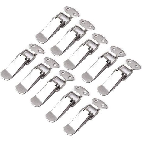 10 Pièces Loquet à Ressort Bascule Acier Inoxydable Fermeture à Levier Tiroir Hardware pour Coffre à Outils valise et Coffre