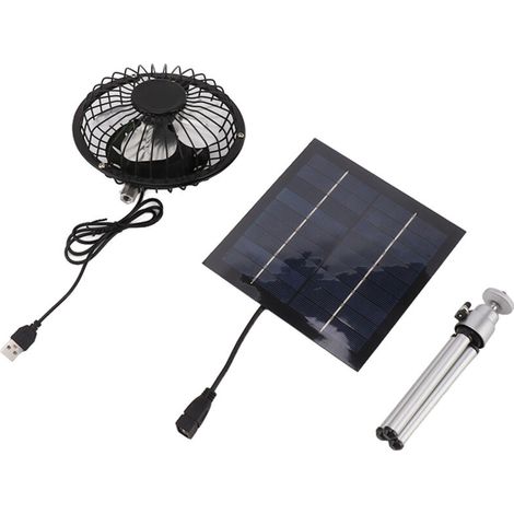 Ventilateur USB Solaire 20W Portable avec Support pour Camping, Pêche et Voyage (1/5)
