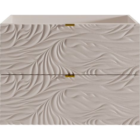 Mobile sotto lavabo sospeso testurizzato Beige 80 cm - RINAREL (1/3)