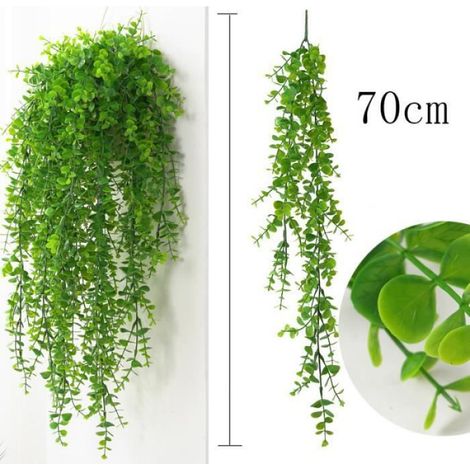 5pcs Plantes artificielles, feuilles en plastique, décoration murale suspendue, pour maison, jardin, balcon (1/4)