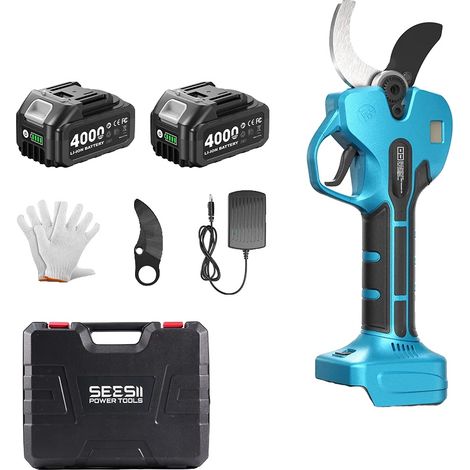 Tijeras de podar, motor sin escobillas, pantalla LCD, con 2 baterías de 4,0 Ah. (1/2)