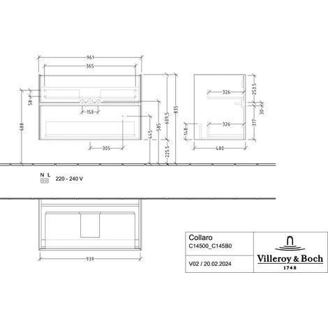 Villeroy & Boch C145B0VM Lavabo US Collaro 961x610x480 mm