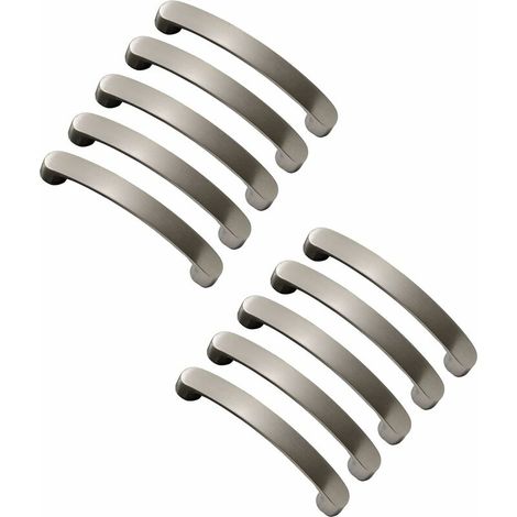 EASYCOMFORT Lot de 10 Poignée Meuble Cuisine En Nickel Brossé Poignée d'armoire Poignée Meuble-Poignées Tiroirs Cuisine Aluminium(Centre à Centre 128mm) (1/5)