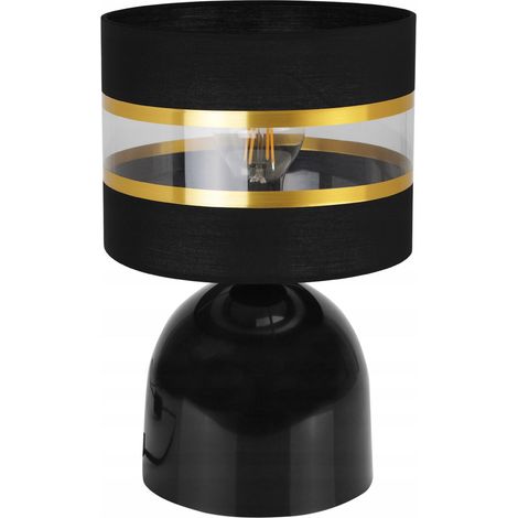 LÁMPARA DE MESA DE NOCHE, ELEGANTE PANTALLA DORADA, 20 CM