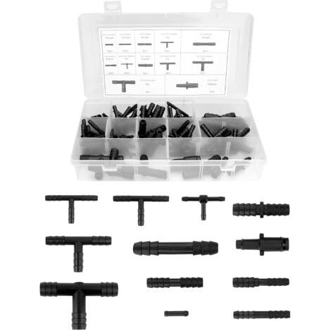Ensemble de connecteurs de Tuyau de 113 pièces - 12 Tailles de pièce Droite et réducteur - pour Tuyau de système de Lave-Glace, tuyaux d'arrosage et système d'irrigation