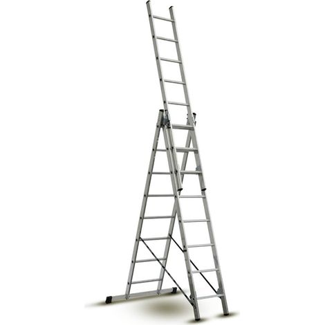 OSE – Échelle articulée 3 plans transformable – Hauteur extensible de 2,17 à 4,51 m – Charge maximale 150 kg – Aluminium et acier