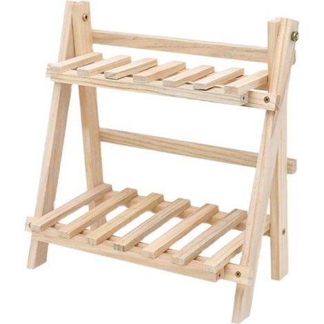 Étagère de bureau à 2 niveaux en bois, étagère décorative à poser sur un comptoir, idéale pour le bureau à domicile. (1/5)