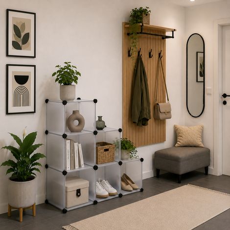 belviona Steckschrank mit Fächern, modulares Würfelregal, platzsparendes Aufbewahrungsregal für Schlafzimmer, Flur & Kinderzimmer, 6 Fächer (1/5)