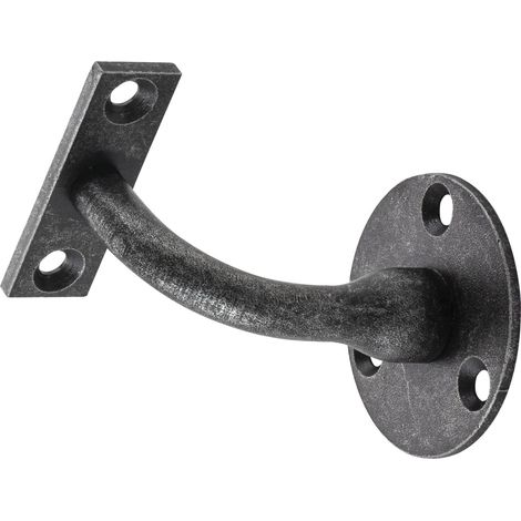 Handlaufträger rund Dreipunktbefestigung, Wandabstand 78 mm, schwarz passiviert (1/3)