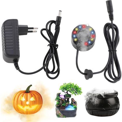 Ultraschall-Sprühgerät – 1 Stück – Kunststoff – 12 farbige LEDs – Für Springbrunnen, Teiche und Aquarien – 14 x 8 x 7 cm (1/5)