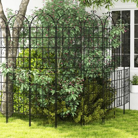Lot de 2 Treillis de Jardin en Métal 220x50cm Treillis Décoratif Extérieur pour Plantes Grimpantes Fleurs Légumes Treillis Antirouille Noir (1/2)