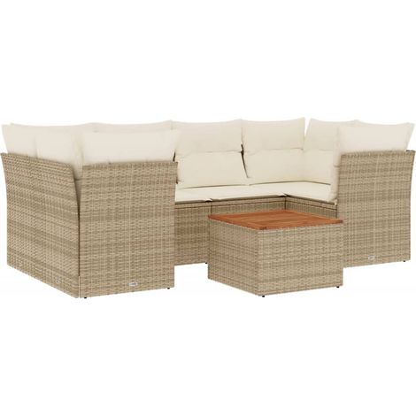 Maison Exclusive - Set Divani da Giardino 7 pz con Cuscini Beige in Polyrattan (1/3)