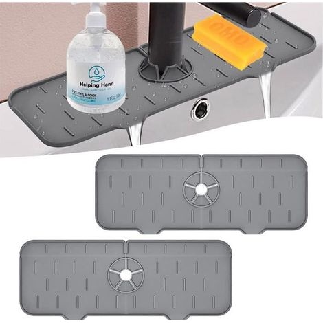 Tapis de robinet en silicone - 2 pièces - Protection anti-éclaboussures - Réutilisable (1/4)