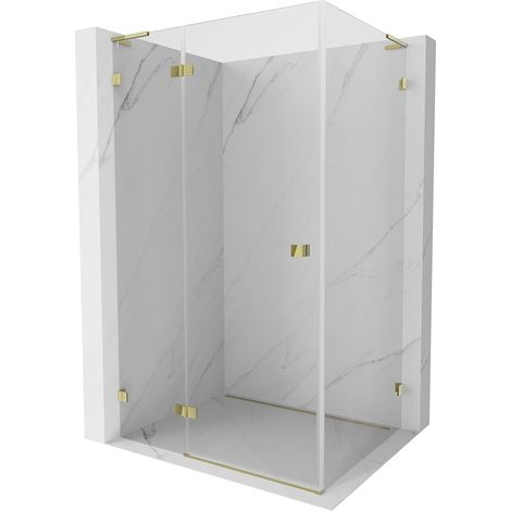 Mexen Lunar L cabine de douche pivotante gauche 85 x 80 cm, transparent, or - 834L-085-080-50-00-L (1/5)