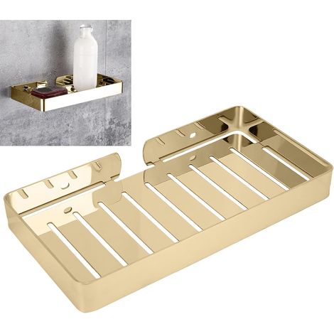 Portasapone da bagno, porta sapone da doccia, porta shampoo da doccia, porta sapone per bagno e cucina in acciaio inossidabile (oro). (1/5)