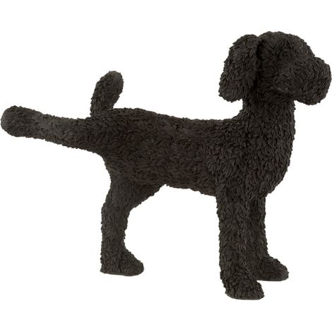 Figurine chien décorative en résine noire aspect texturé réaliste - Noir intense texturé