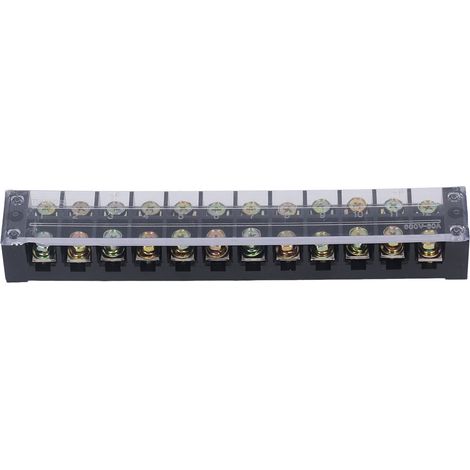 Bornier double rangée haute intensité 60A 600V 12 positions (6012) avec couvercle pour système de distribution électrique, bloc à vis (1/5)
