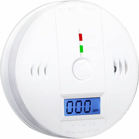 Détecteur d'alarme de Détecteur de gaz de monoxyde de carbone Détecteur d'alarme de CO2 alimenté par batterie avec affichage LCD Avertissement vocal, Ensoleillé (1/5)