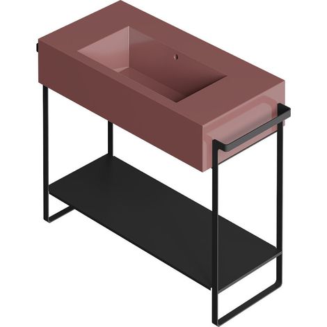 KUBO 80 Rose brillant 0 trou Bonde Siphon Noir + structure